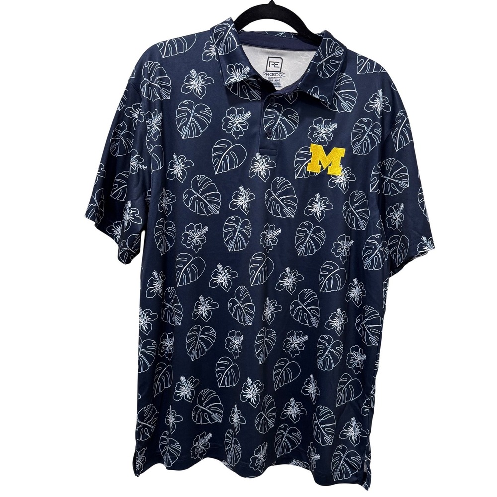 Pro Edge Michigan Mens Golf Polo Shirt L/G Hawaiian Floral Print